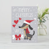 Perro salchicha Noel. Dachshund Santa. Feestdagenkaart (Staand voorkant)