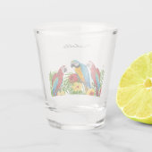 Perrootvogels zomernaam shot glas (Achterkant)