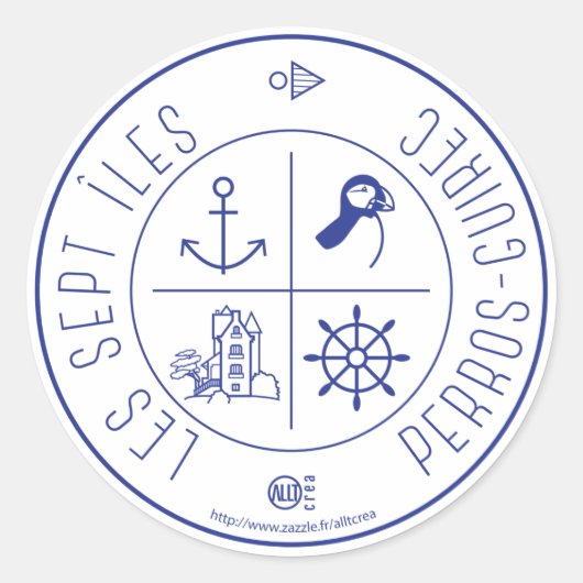 Perros-Guirec de Zeven Eilanden Ronde Sticker (Voorkant)