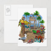 Perrots Beach Party Uitnodiging Briefkaart (Voorkant / Achterkant)