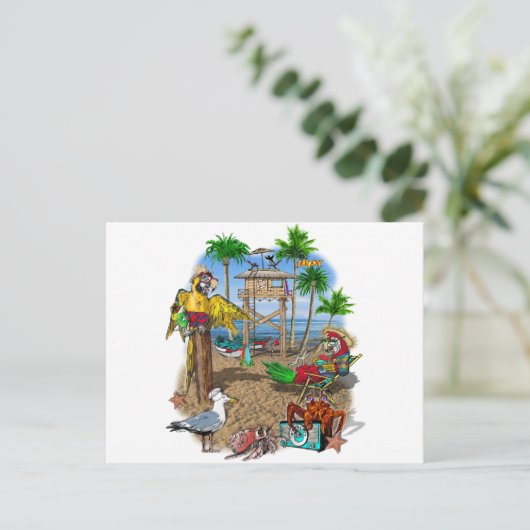 Perrots Beach Party Uitnodiging Briefkaart (Staand voorkant)