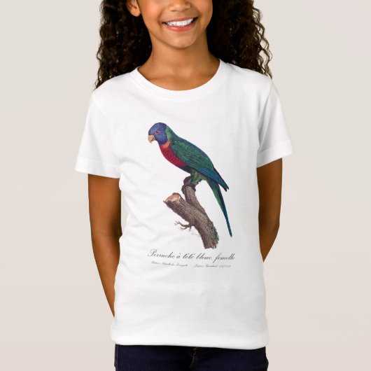 Perruche a tete bleue, vrouwelijk / regenbooglorik t-shirt (Voorkant)