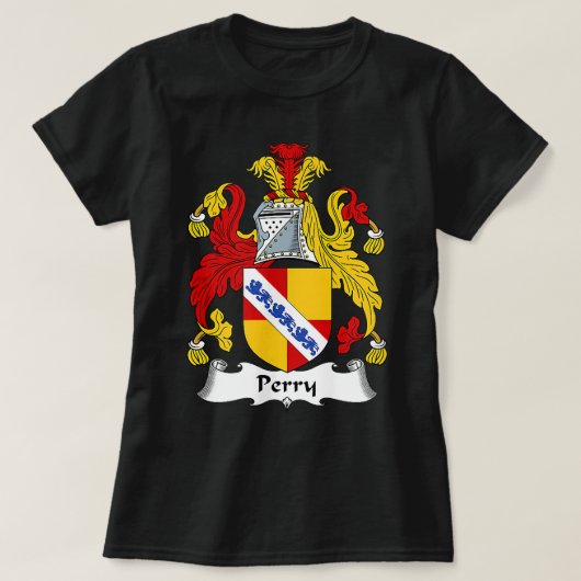 Perry Coat of Arms Family Crest T-shirt (Design voorkant)
