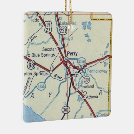 Perry Florida  Map Keramisch Ornament (Rechts)
