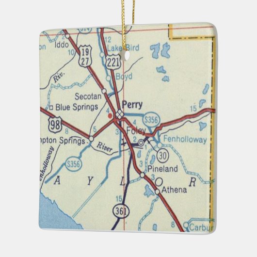 Perry Florida Map Keramisch Ornament (Links)
