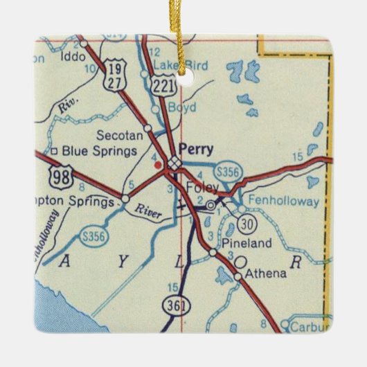 Perry Florida  Map Keramisch Ornament (Voorkant)