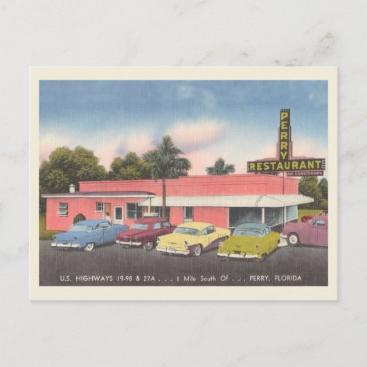 Perry, Florida  Perry Restaurant Briefkaart (Voorkant)