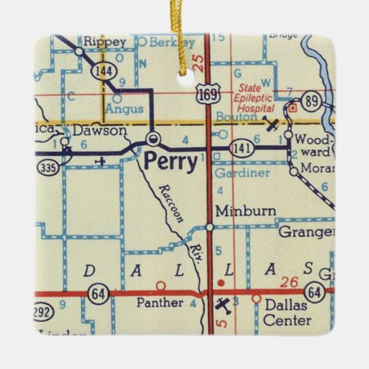 Perry IA  Map Keramisch Ornament (Voorkant)