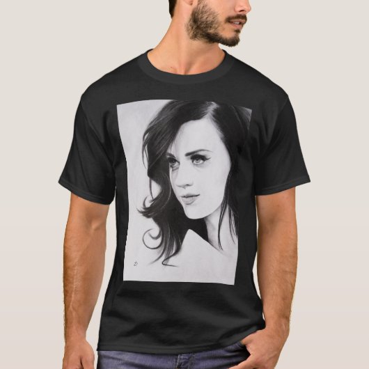 Perry Katy Pencil Portret. Klassieke T-Shirt (Voorkant)
