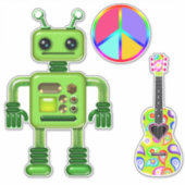 Perry the Peridot Robot Vredesbord Gitaar Sticker (Voorkant)