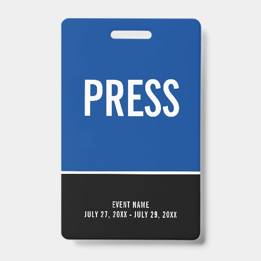 Pers All Access Pas Blauwe Zwarte ID Badge (Voorzijde)