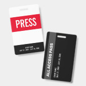 Pers All Access Pas Rood Wit Zwart ID Badge (Voor- en achterkant)