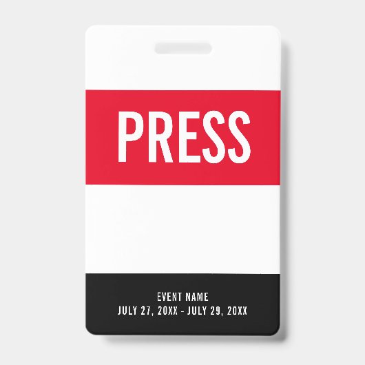 Pers All Access Pas Rood Wit Zwart ID Badge (Voorzijde)