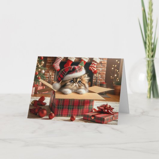 Pers Cat Kerstgroet Bedankkaart (Voorkant)
