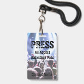 Pers Concert Festival Band Event Backstage Pass Badge (Voorkant met koord)