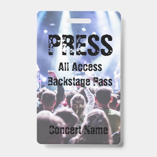 Pers Concert Festival Band Event Backstage Pass Badge (Voorkant)