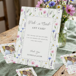 Pers Gedroogde Bloem Kies Een Kaart Guestbook Reclamebord Met Voetstuk