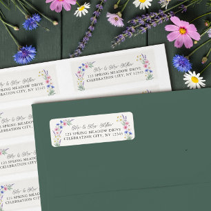 Pers Gedrukte Bloem Bruids Retouradres Etiket
