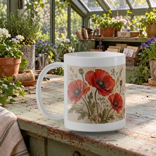 Pers gedrukte klaprozen Bloemcollage Mok