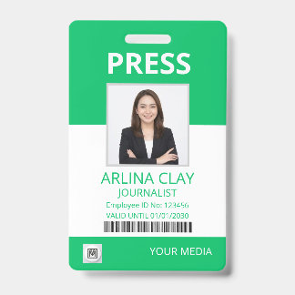 Pers ID-badge foto journalist media pas groen Badge