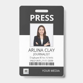 Pers ID-badge fotopersverslaggever mediapas zwart Badge