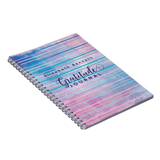 Pers. Roze/Blauwe Abstracte Patroon Dankbaarheid D Notitieboek (Rechterzijde)