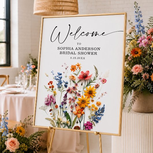 Pers Uitgedrukte Bloemen Bruidsfeest Poster Bord