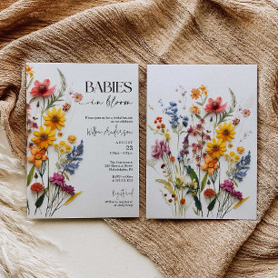 Pers Uitgeperste Bloemen Tweeling Baby Shower Uitn Kaart