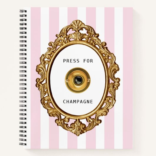 Pers voor Champagne | Roze strepen Notitieboek (Voorkant)