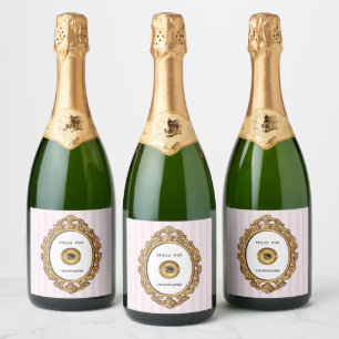 Pers voor Mousserende Wijn roze strepen Sparkling Wijnetiket