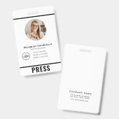 Persbadge voor professionele fotografen badge (Voor- en achterkant)