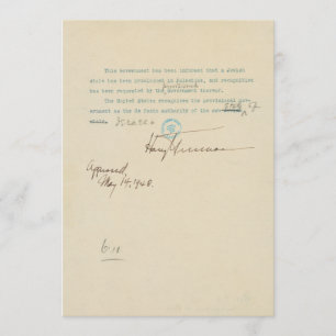 Persbericht over de erkenning van Israël door de V Aankondiging