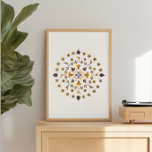 Persbloem Botanische Mandala Kunst Poster