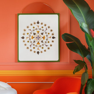 Persbloem Botanische Mandala Kunst Poster