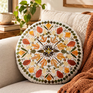 Persbloem Mandala herfst botanische bloem Rond Kussen