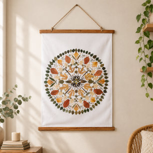 Persbloem Mandala l Herfst Botanische Bloem Hangend Wandkleed
