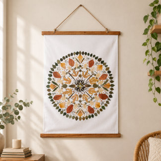 Persbloem Mandala l Herfst Botanische Bloem Hangend Wandkleed