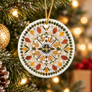 Persbloem Mandala l Herfst Botanische Bloem Keramisch Ornament