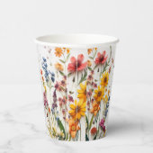 Persbloemen Wilde Bloem Boho Bruiloftsborrel Papieren Bekers (Rechts)