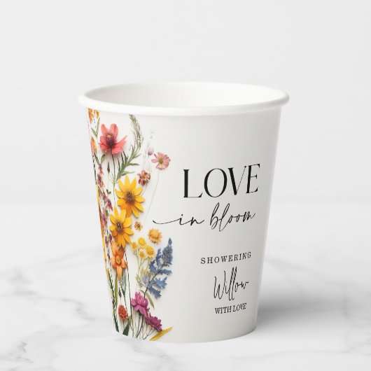 Persbloemen Wilde Bloem Boho Bruiloftsborrel Papieren Bekers (Voorkant)