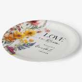 Persbloemen Wilde Bloem Boho Bruiloftsborrel Papieren Bordje (Gekanteld)