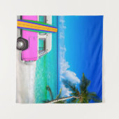 Perscène met Fuchsia Pink Van en Surfboard Wandkleed (Voorkant (horizontaal))