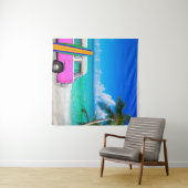 Perscène met Fuchsia Pink Van en Surfboard Wandkleed (In Situ (horizontaal))