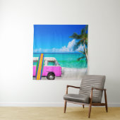 Perscène met Fuchsia Pink Van en Surfboard Wandkleed (In situ)