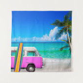 Perscène met Fuchsia Pink Van en Surfboard Wandkleed (Voorkant)