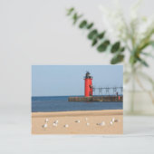 Perscène met zeemijlen en vuurtoren briefkaart (Staand voorkant)