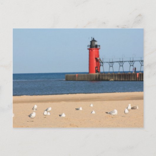 Perscène met zeemijlen en vuurtoren briefkaart (Voorkant)