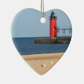 Perscène met zeemijlen en vuurtoren keramisch ornament (Rechts)