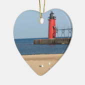 Perscène met zeemijlen en vuurtoren keramisch ornament (Links)