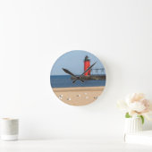 Perscène met zeemijlen en vuurtoren ronde klok (Huis)